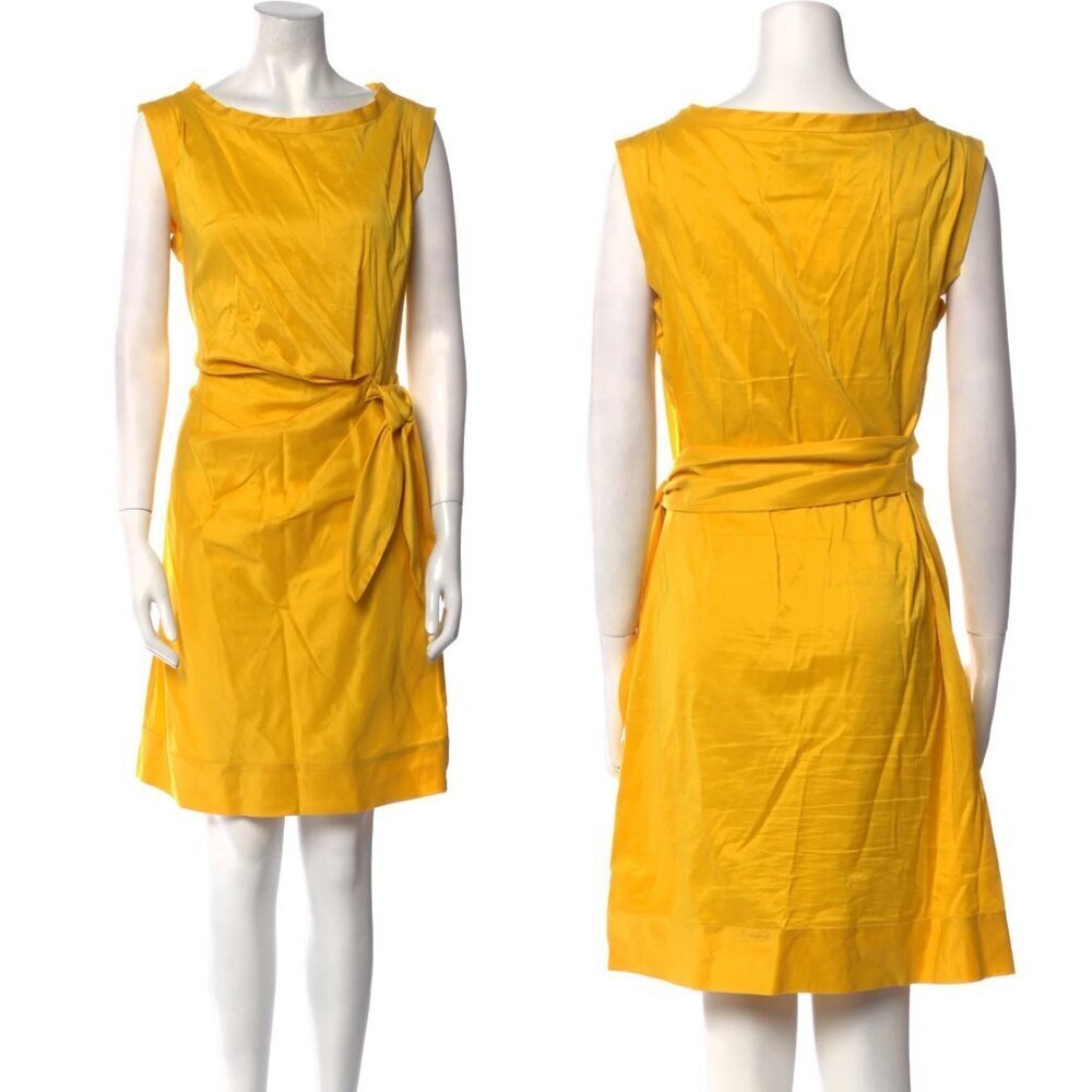 Diane Von Furstenberg Gold Bateau Neckline Mini Dress Size 6 - 26655